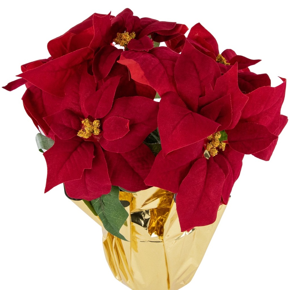 NWT Ashland Festive Red Poinsettia with Gold Wrap - One Size